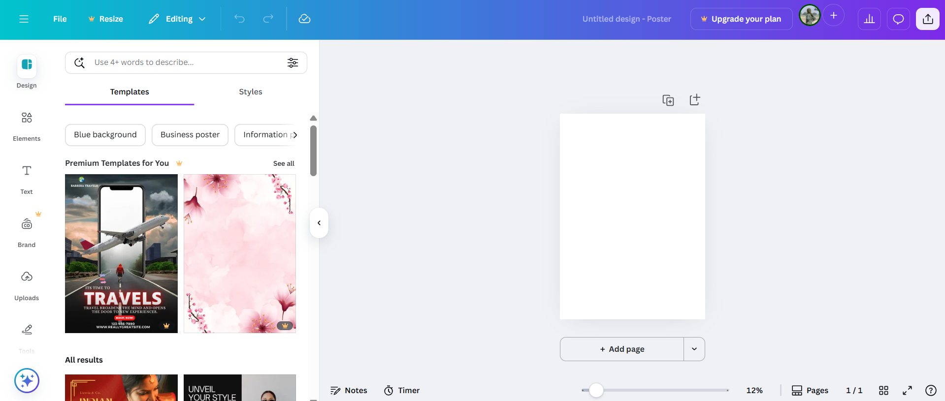photo collage editor free Canva workspace