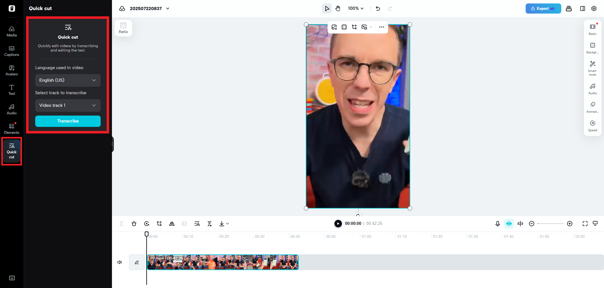 Transcribe your video