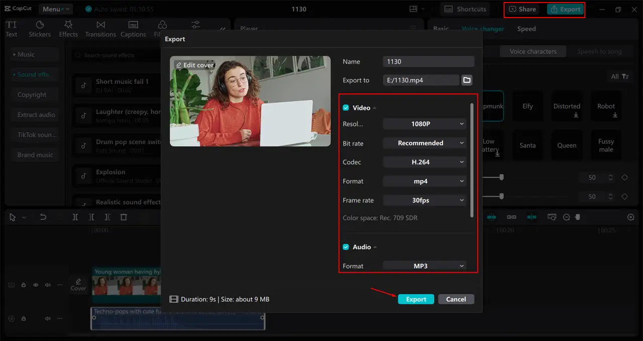 Export your video