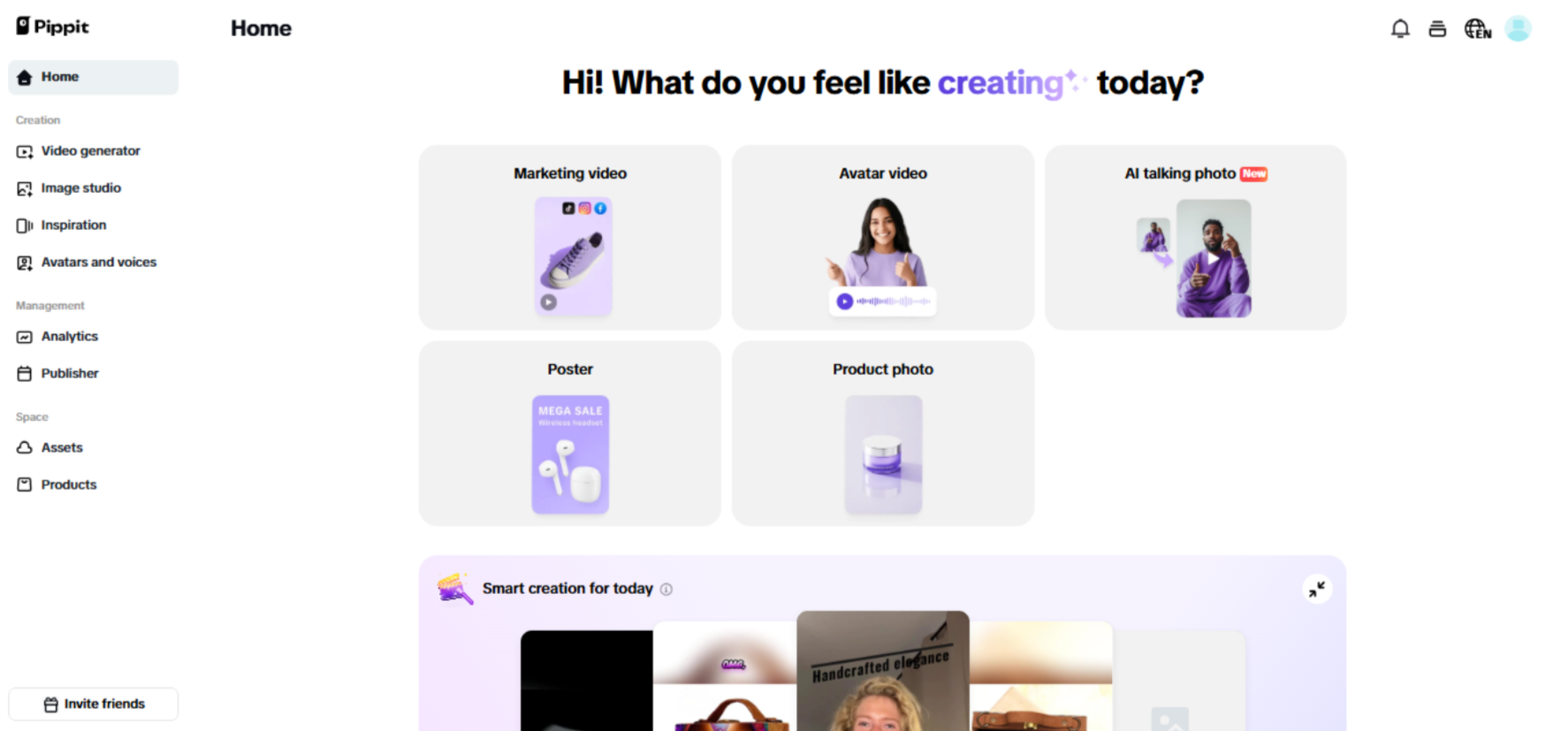 Pippit AI home page