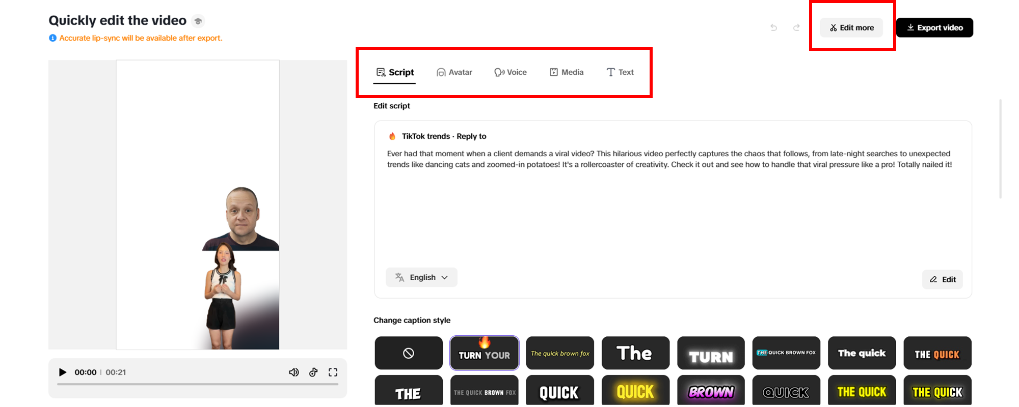 Perform any quick changes to your video