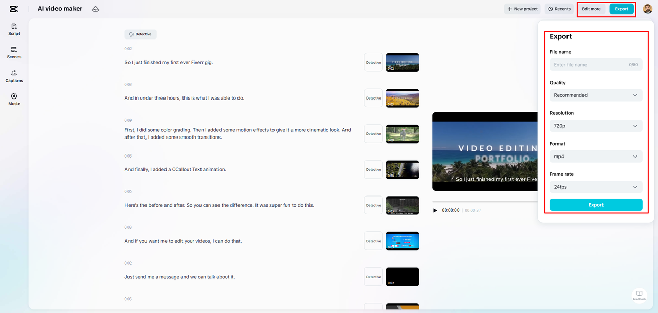 Refine and download video