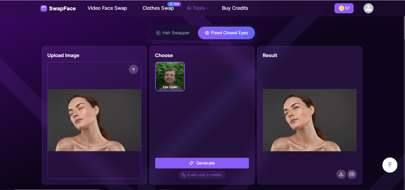 SwapFace - เครื่องมือยอดนิยมในการแก้ไขดวงตาที่ปิดสนิทในภาพถ่ายออนไลน์ฟรี