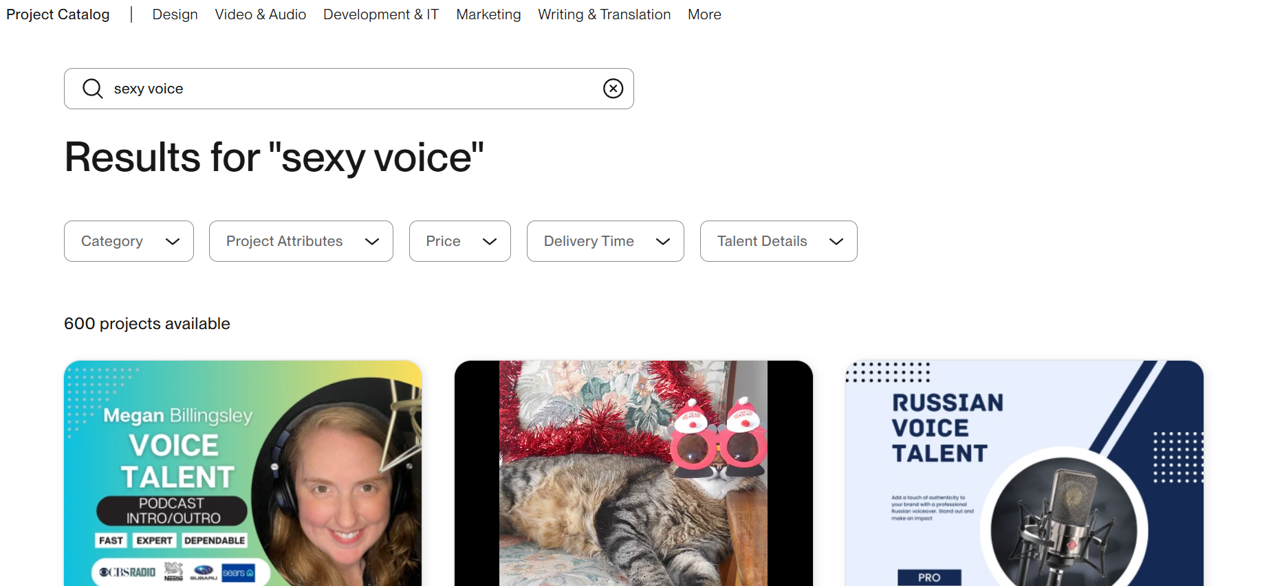 Upwork's voice actors tool