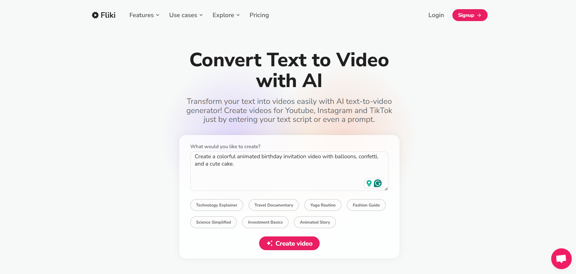 Write in the text-to-video prompt
