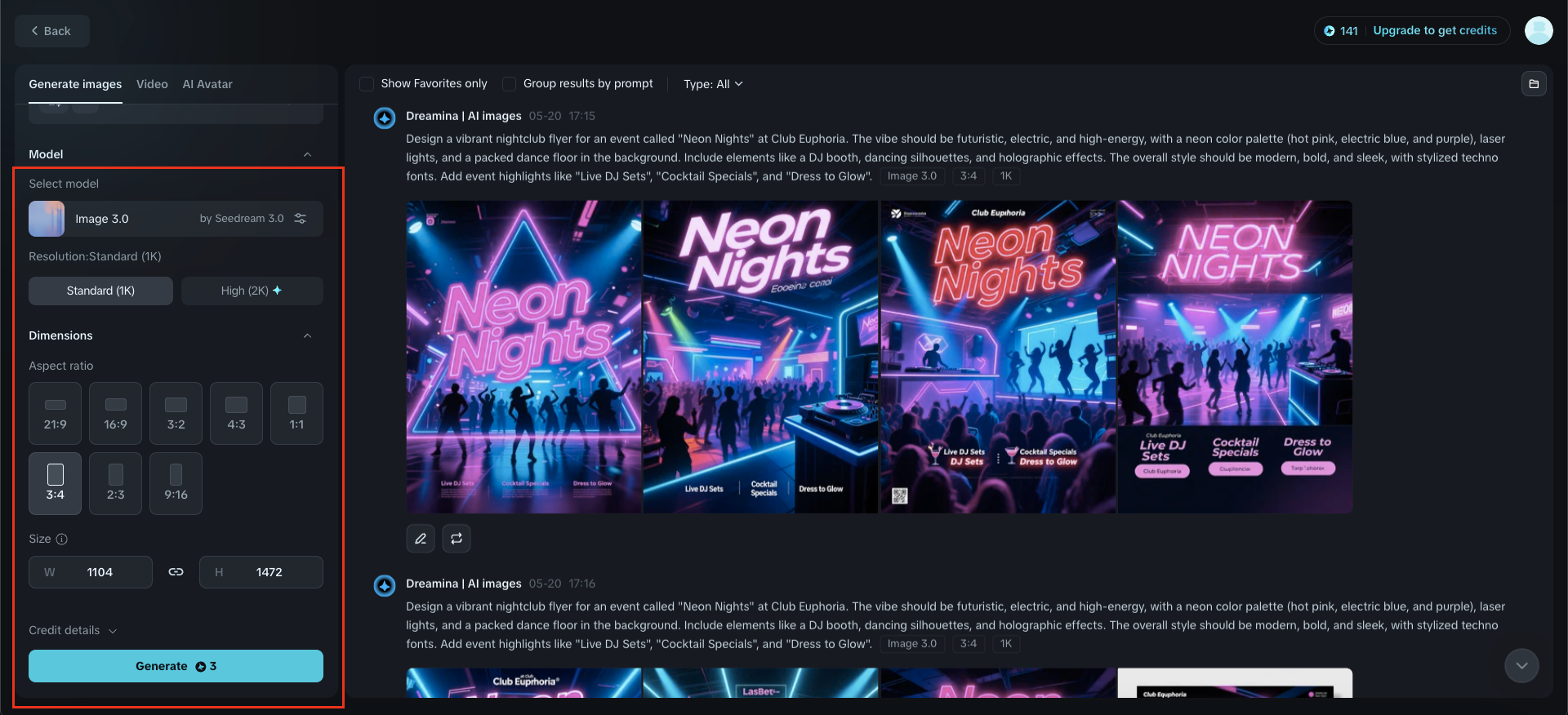 Dépliant de soirée en boîte de nuit