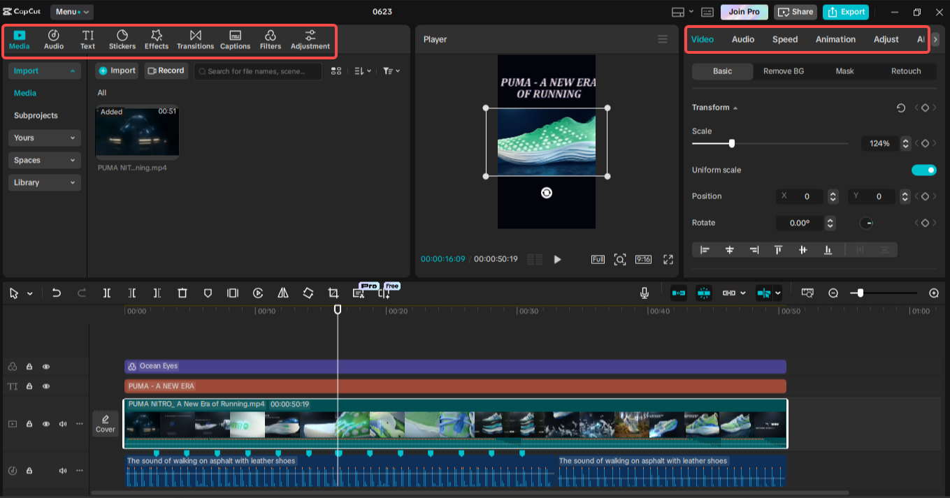 Verbesserung des Videos in CapCut