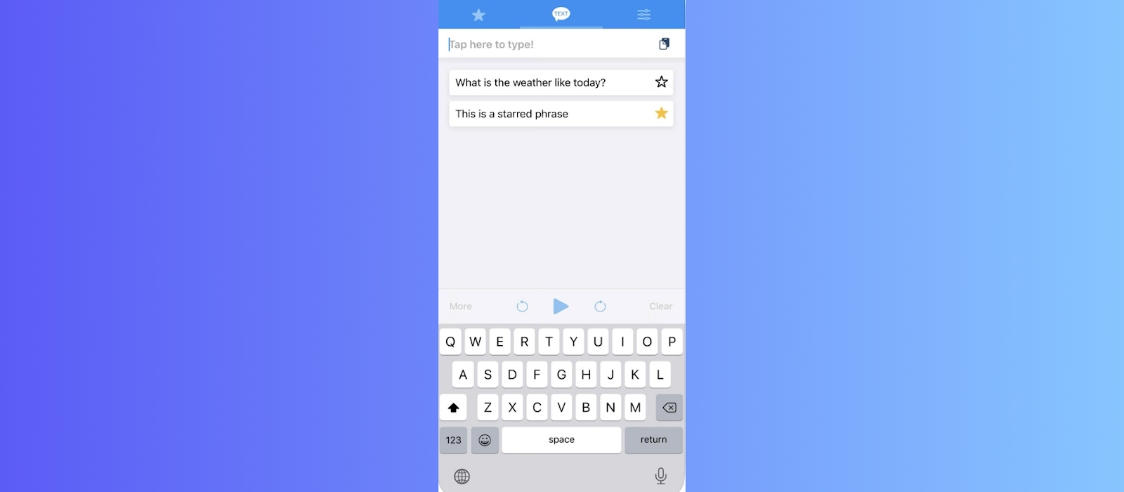 Text to Speech's interface