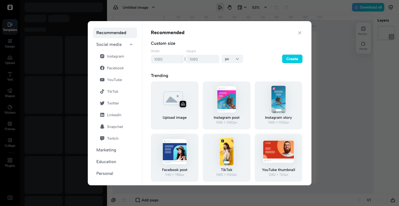 Crea imágenes de diferentes tamaños