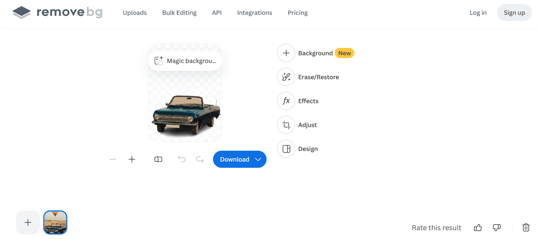Interface Remove.bg