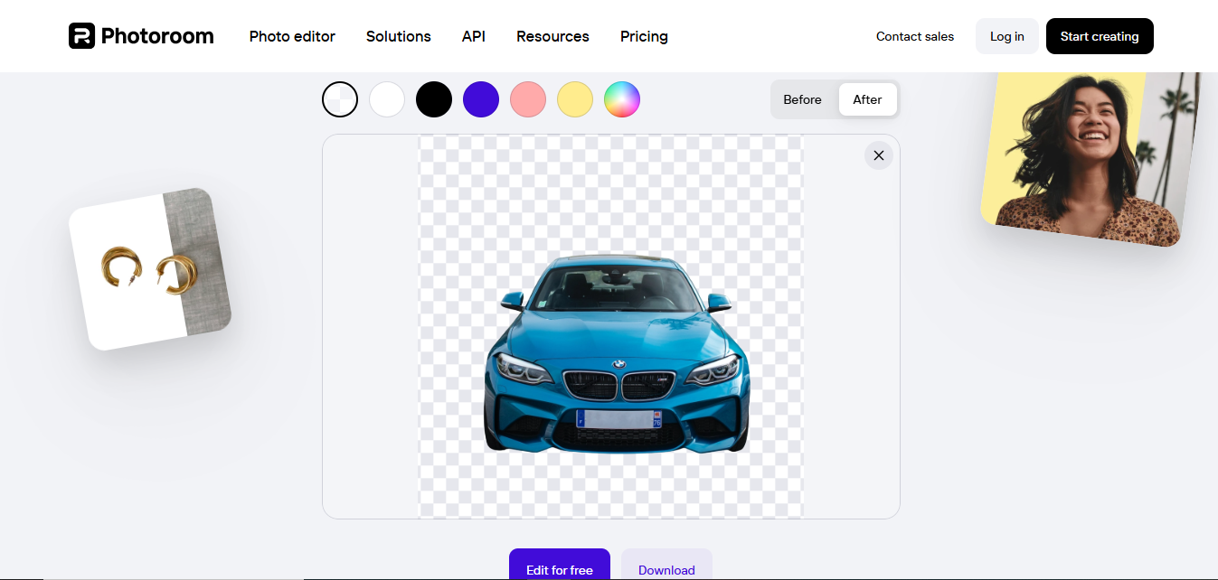 Interfața Photoroom - un alt cel mai bun editor de fotografii schimbător de fundal online