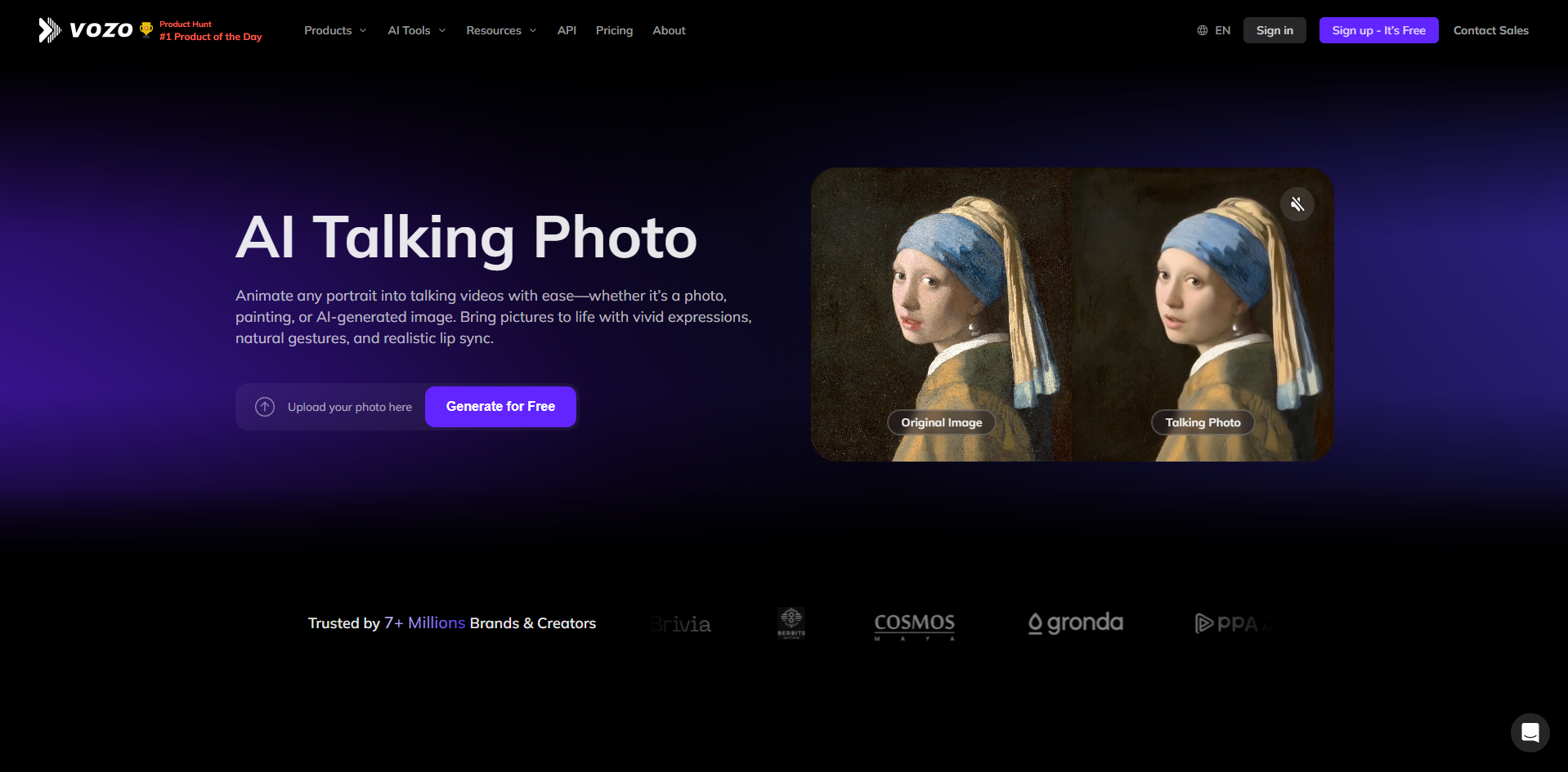 Interface de Vozo IA - un outil précieux pour créer des animations à partir de photos en ligne