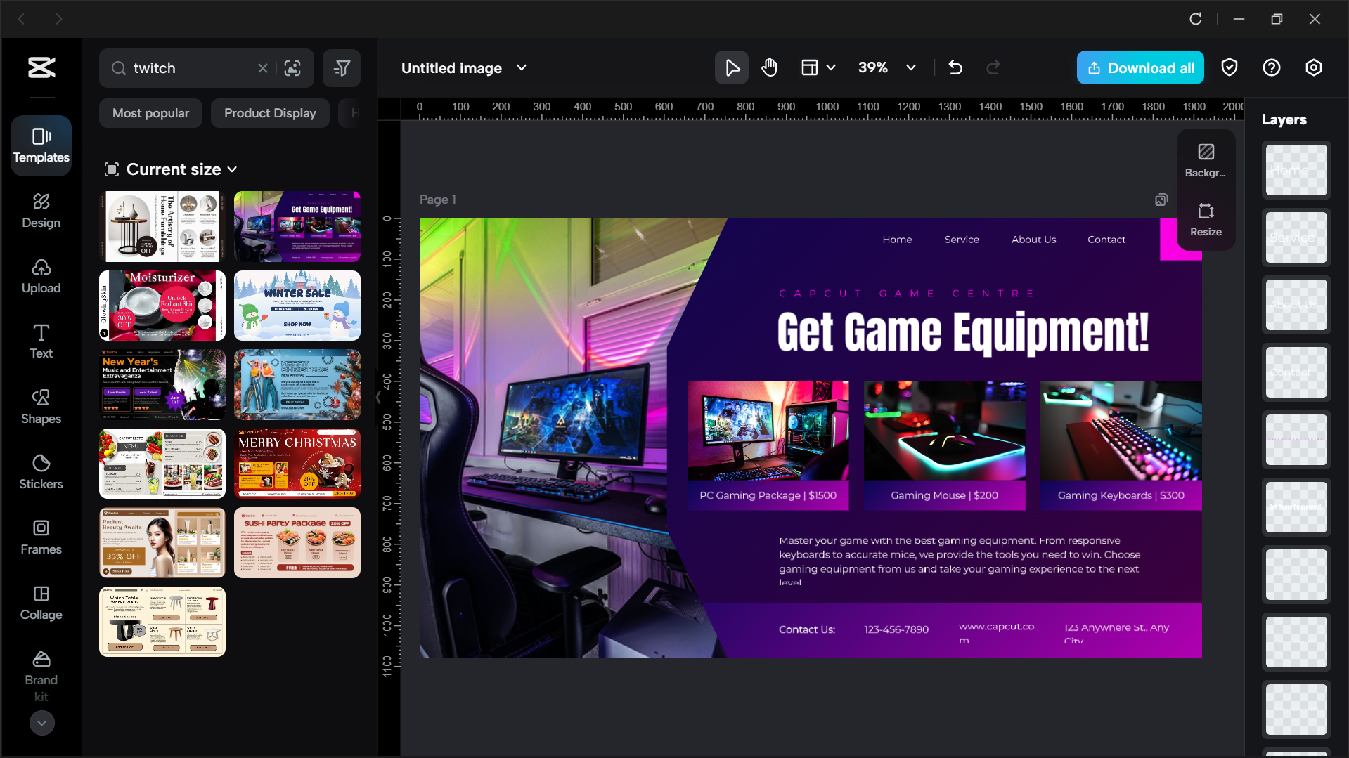 Interface of the CapCut desktop video editor - the best Twitch banner creator