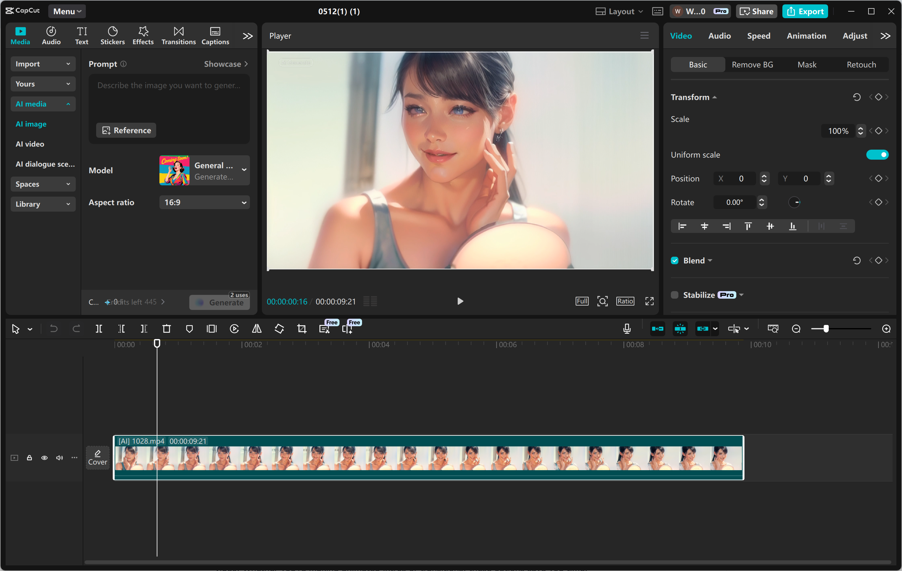 Interfaz del CapCut editor de video de escritorio: un generador de caracteres 3D avanzado y gratuito