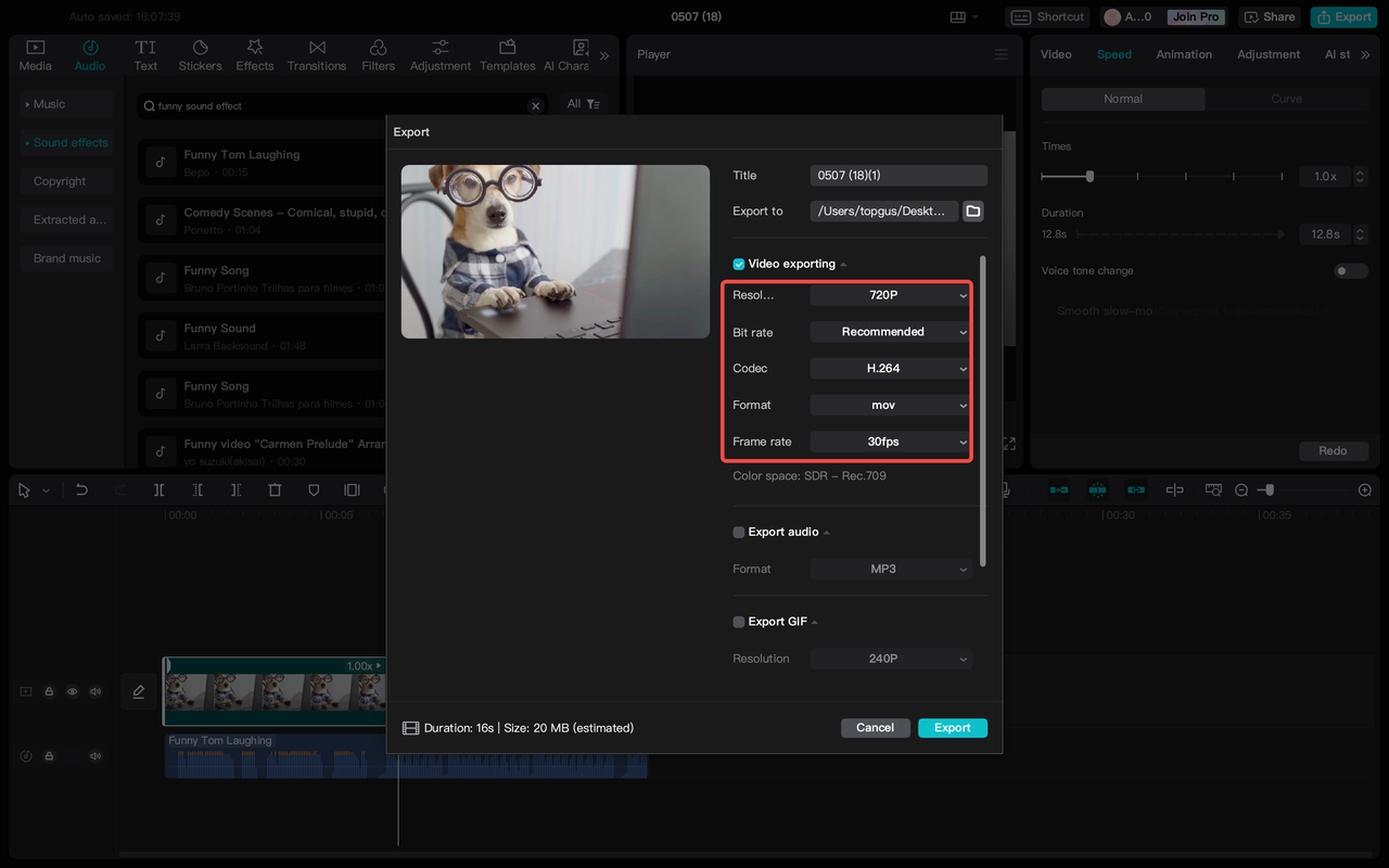 Change the video format