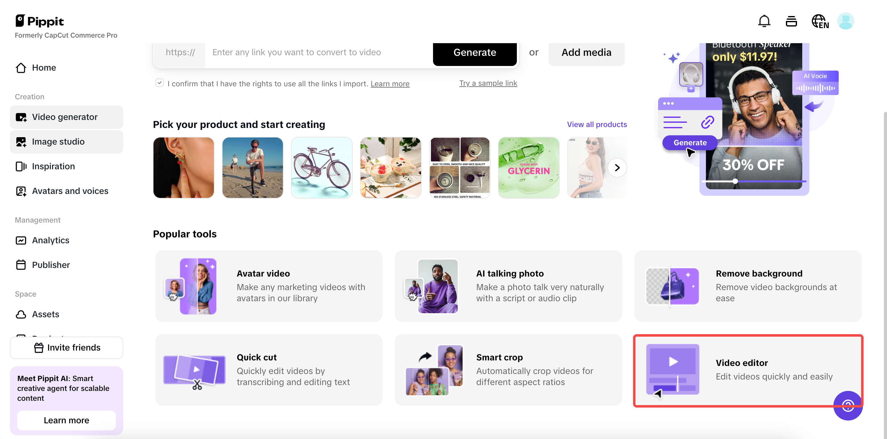 Video generator interface