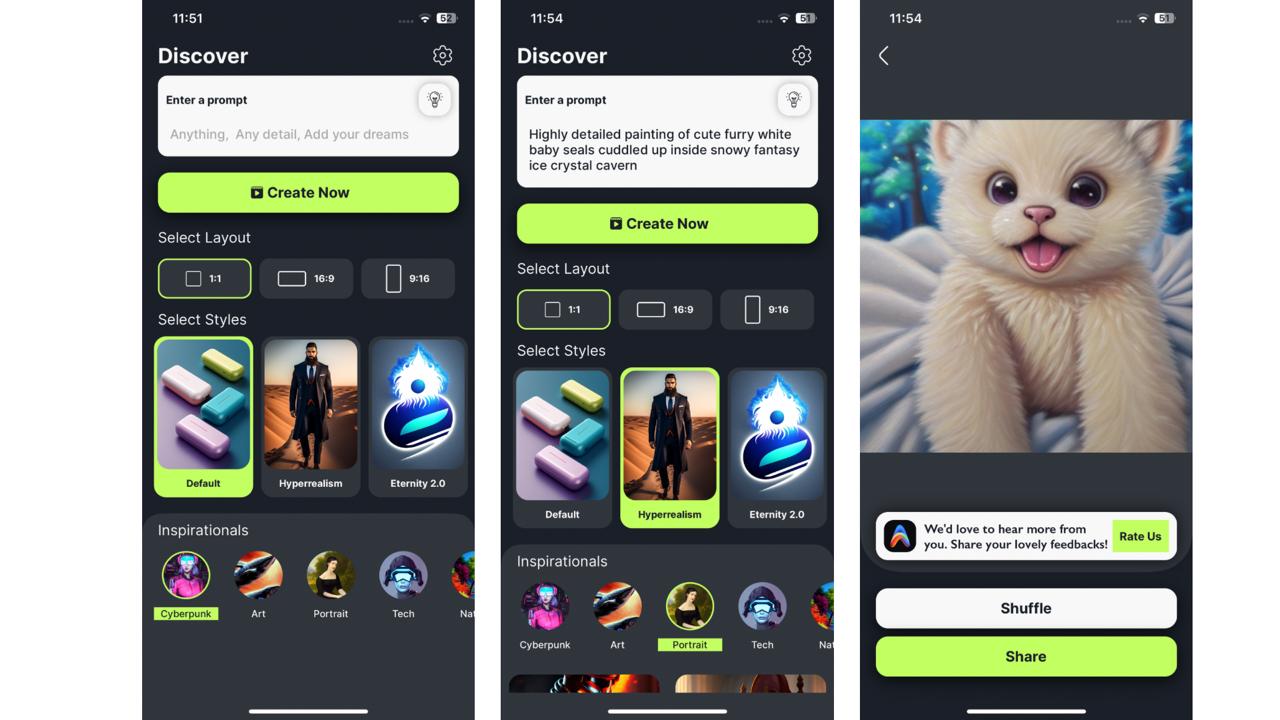 Schnittstelle des KI-Fotogenerators - ein guter kostenloser KI-Bildgenerator für Mobiltelefone