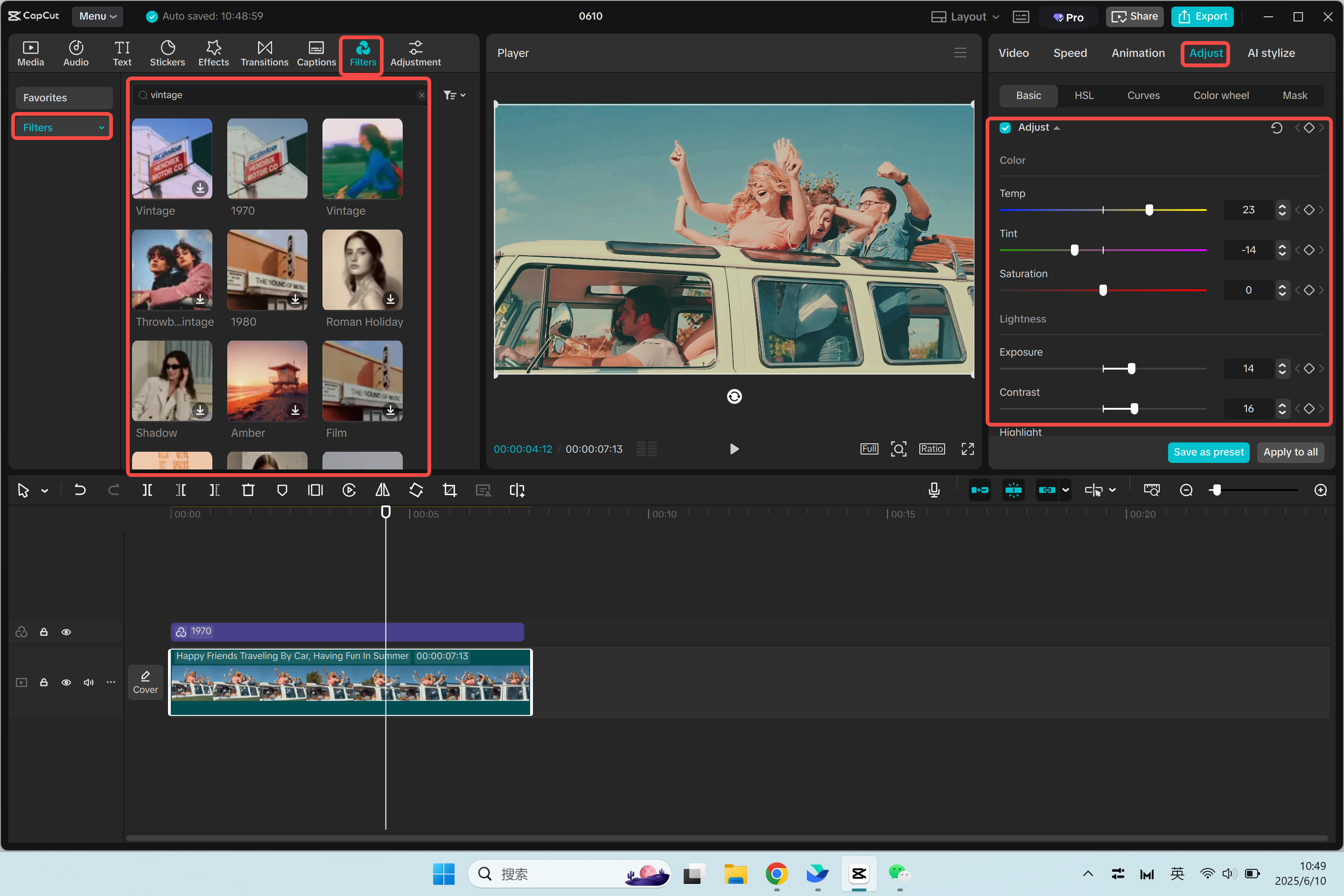 Menerapkan filter Polaroid ke video dengan editor video desktop CapCut