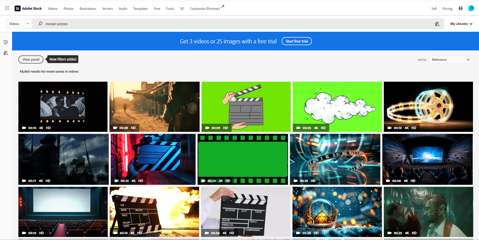 Adobe Stockin käyttöliittymä - ihanteellinen paikka saada monipuolisia videoleikkeitä