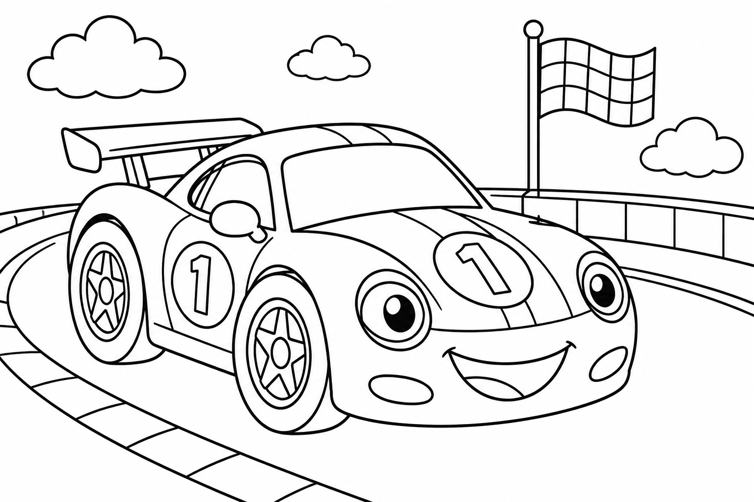 Carro divertido para colorir