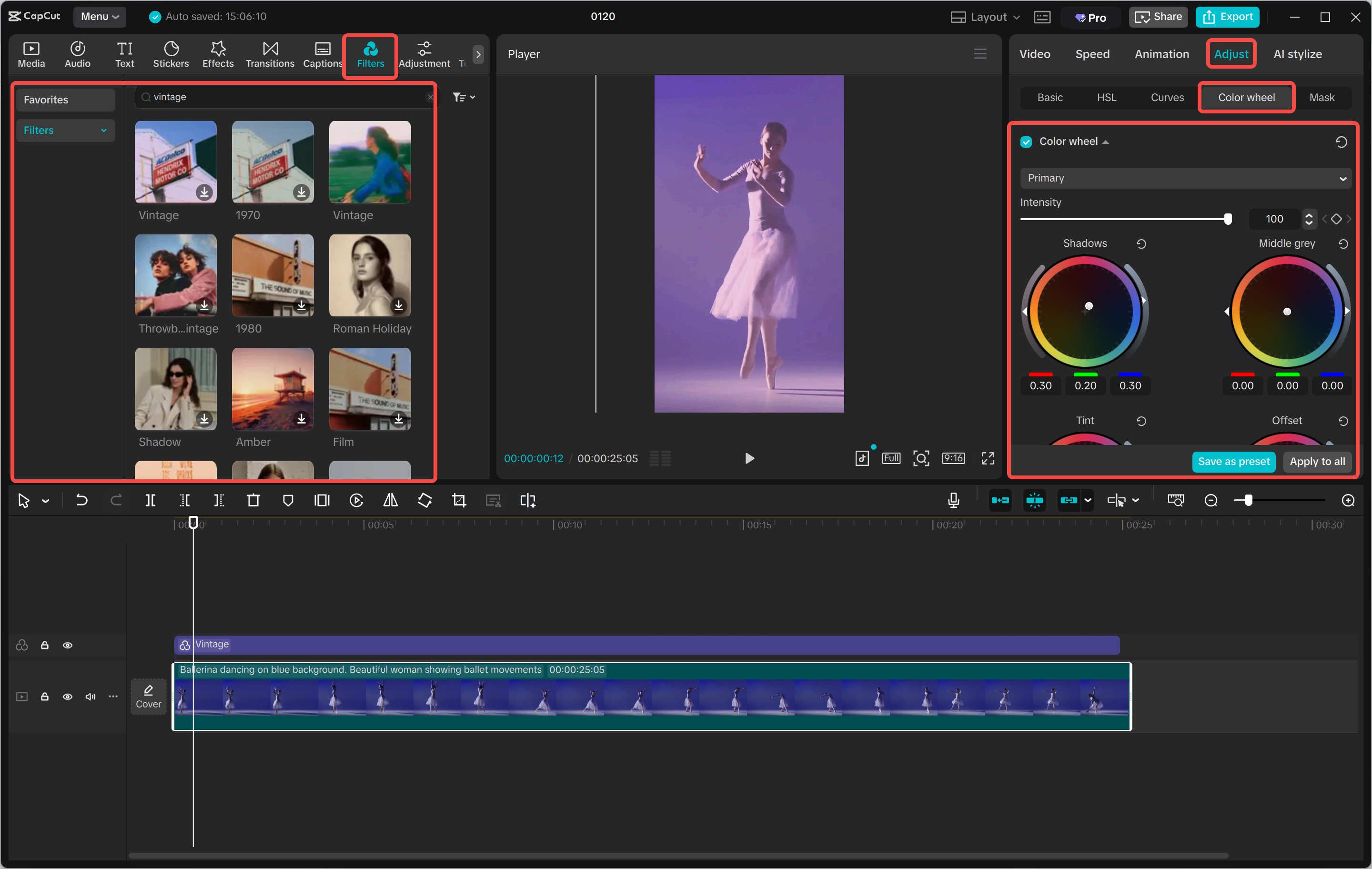 Adding and adjusting the vintage filters to Instagram reels