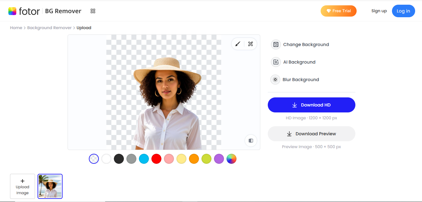 Interfața Fotor - cel mai bun editor de fundal foto online gratuit