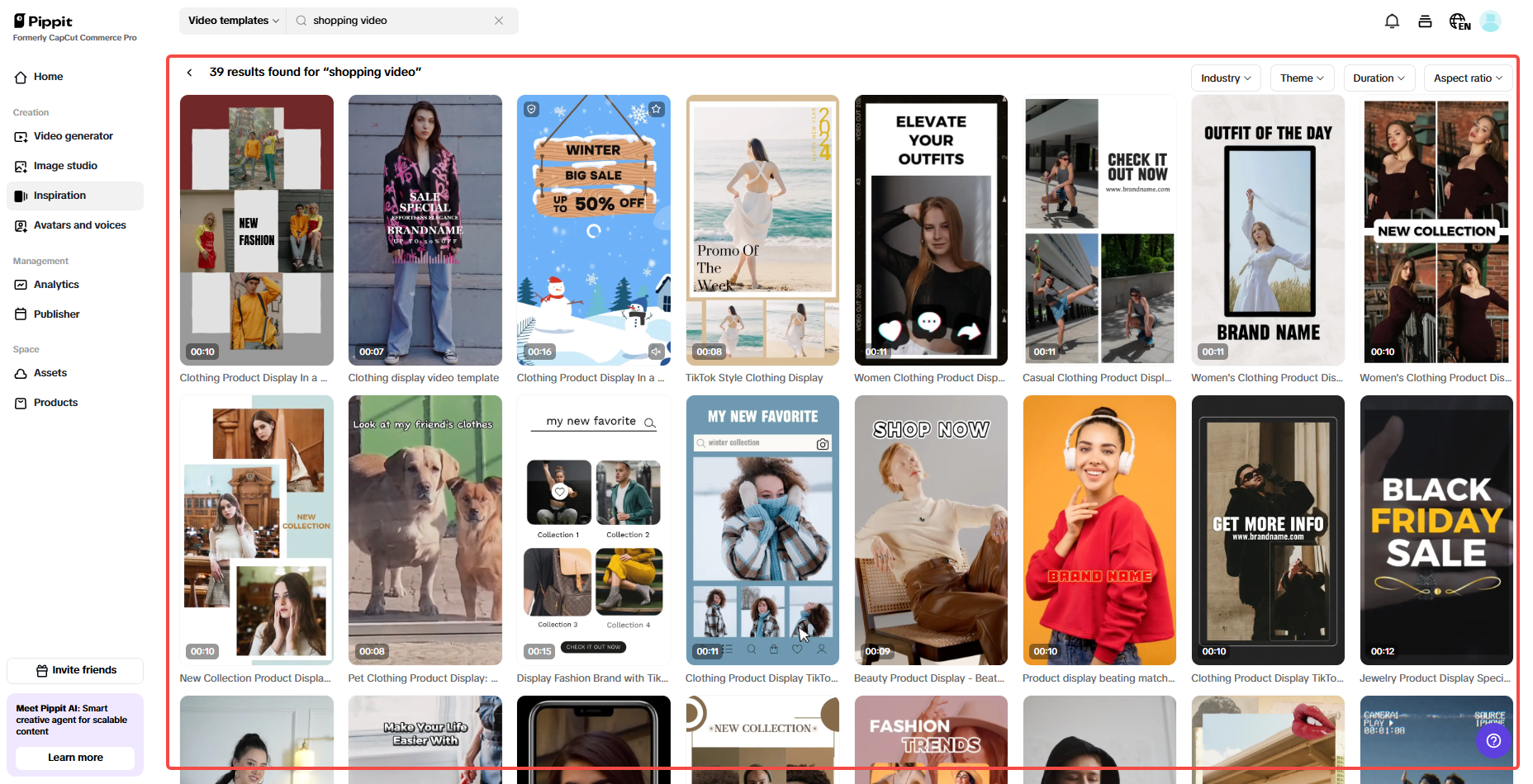 Free templates for shopping video