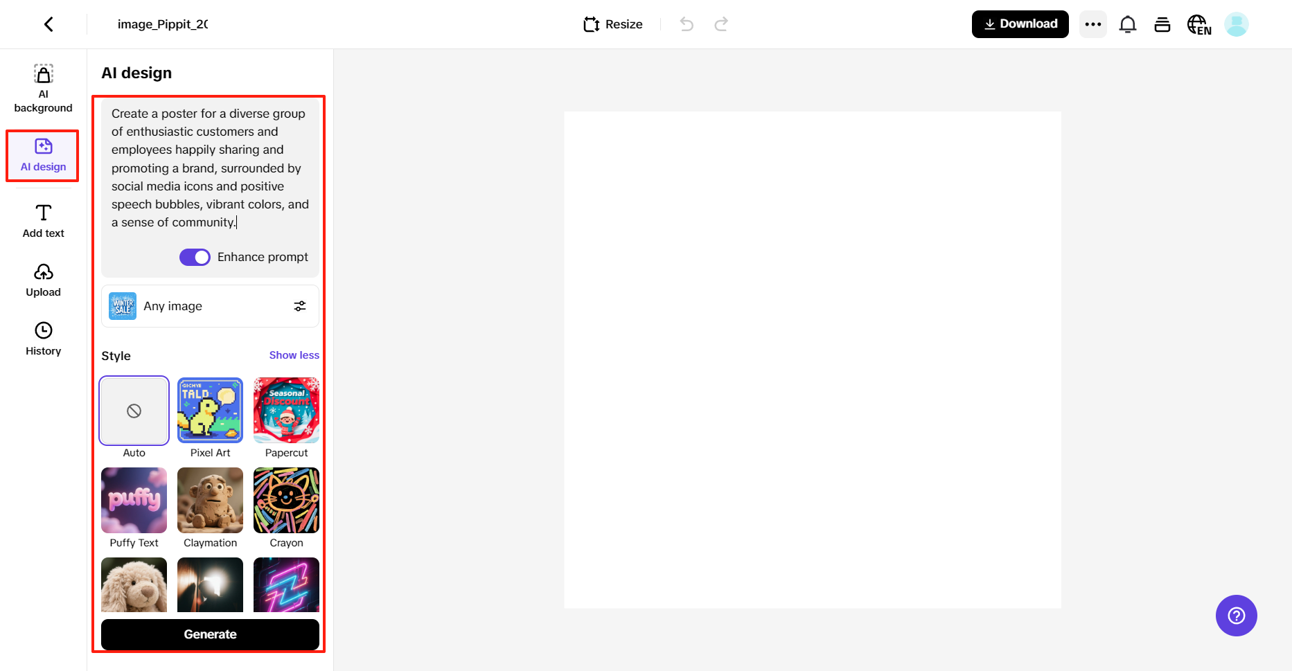 Enter text and generate your poster