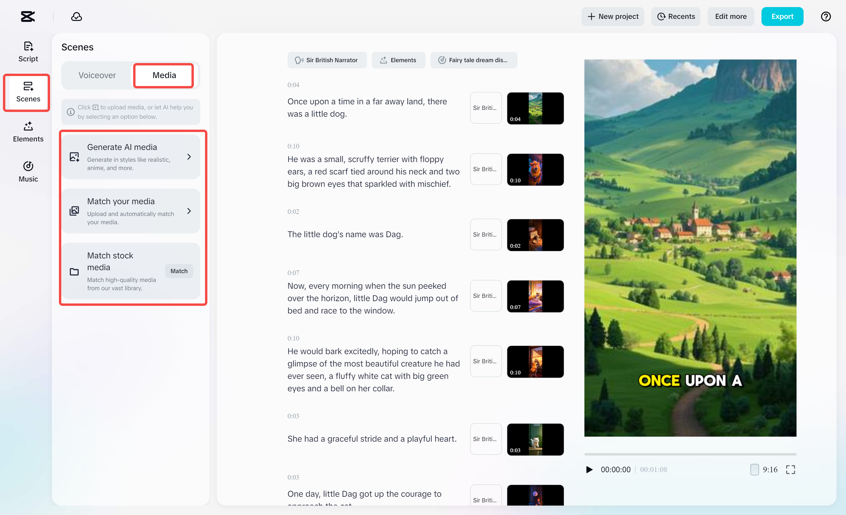 Ersetzen der Bilder im CapCut AI Video Maker