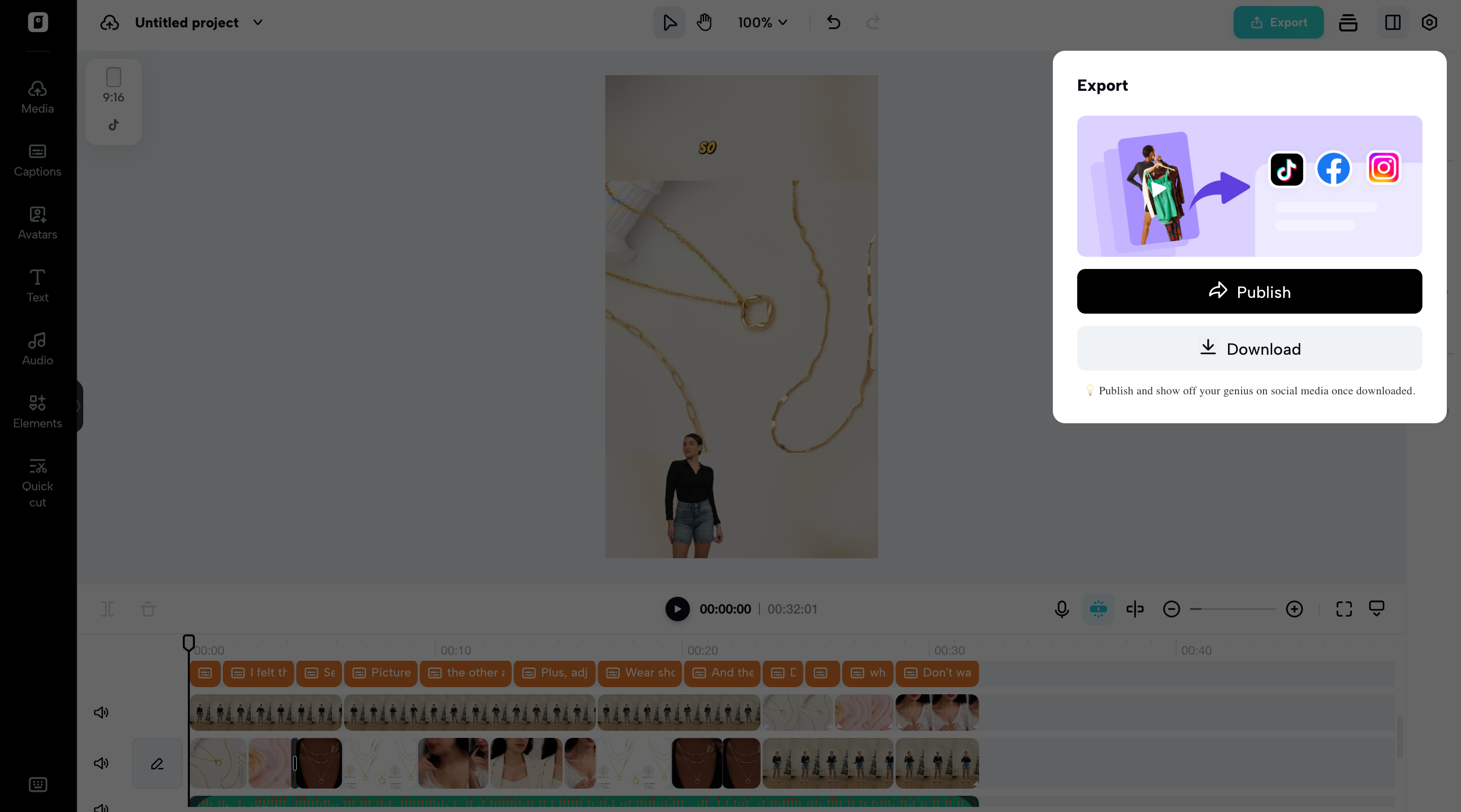 Export videos from Pippit
