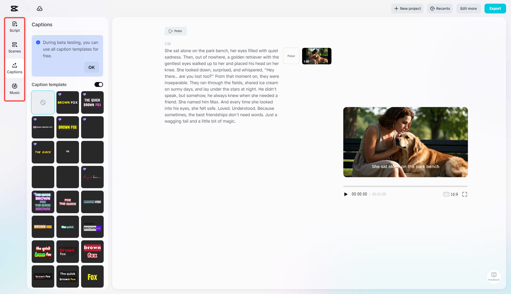Generating and editing the AI video in CapCut