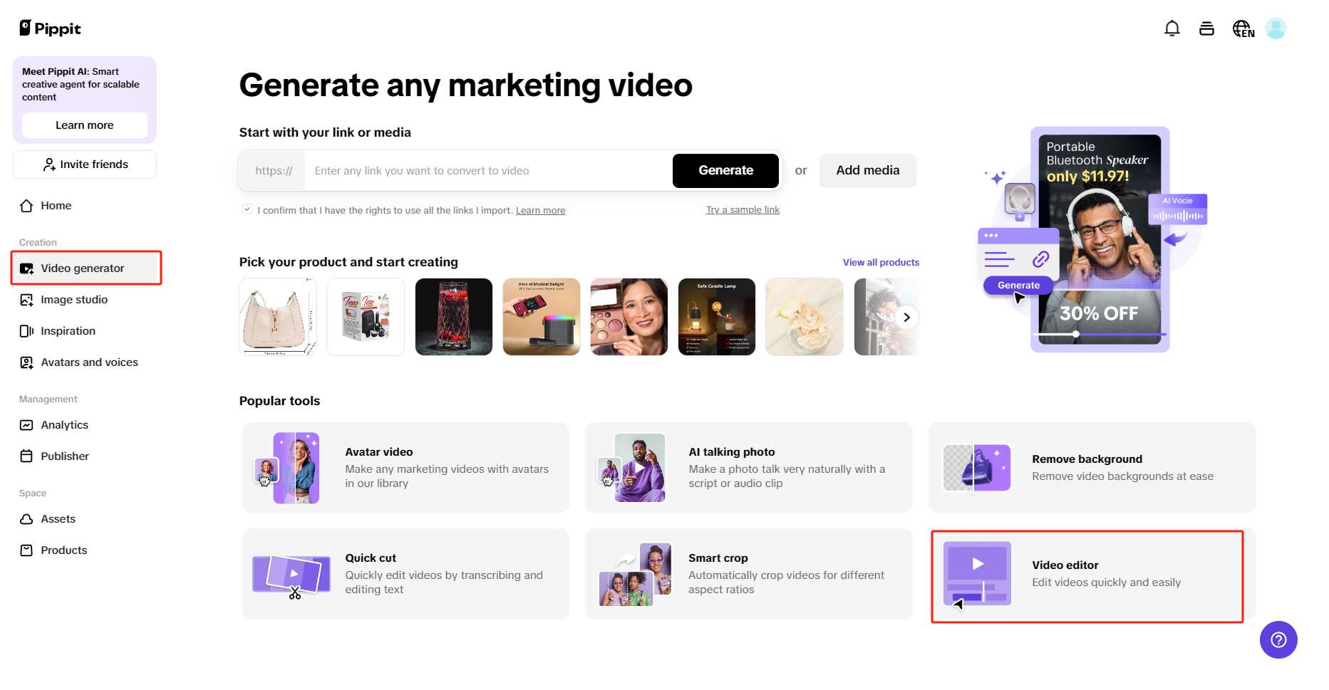Video editor Pippit