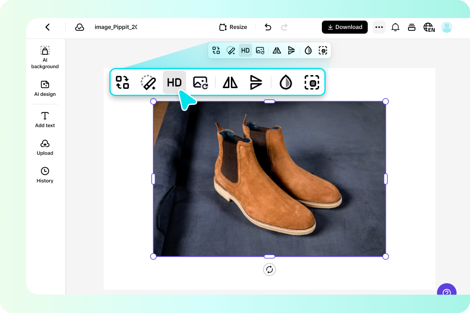 Meningkatkan skala gambar di Pippit