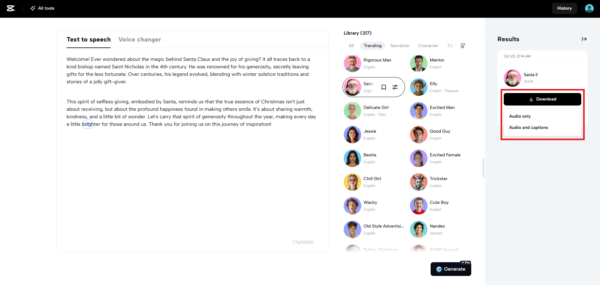 Export your voice file