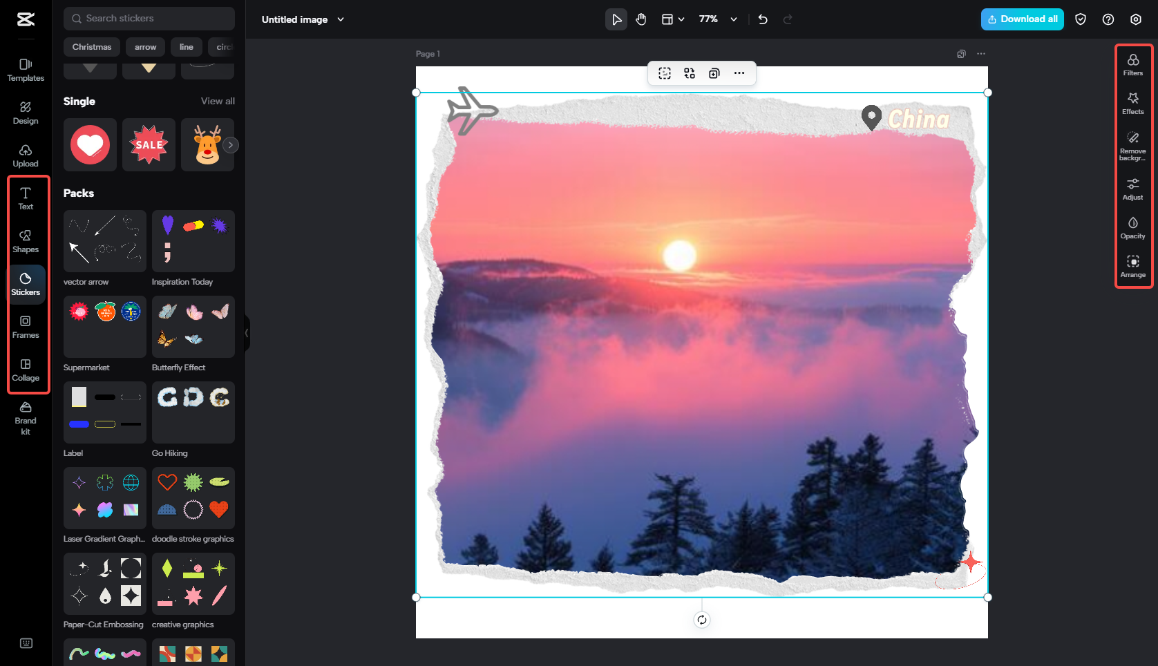 Modification du cadre photo dans CapCut