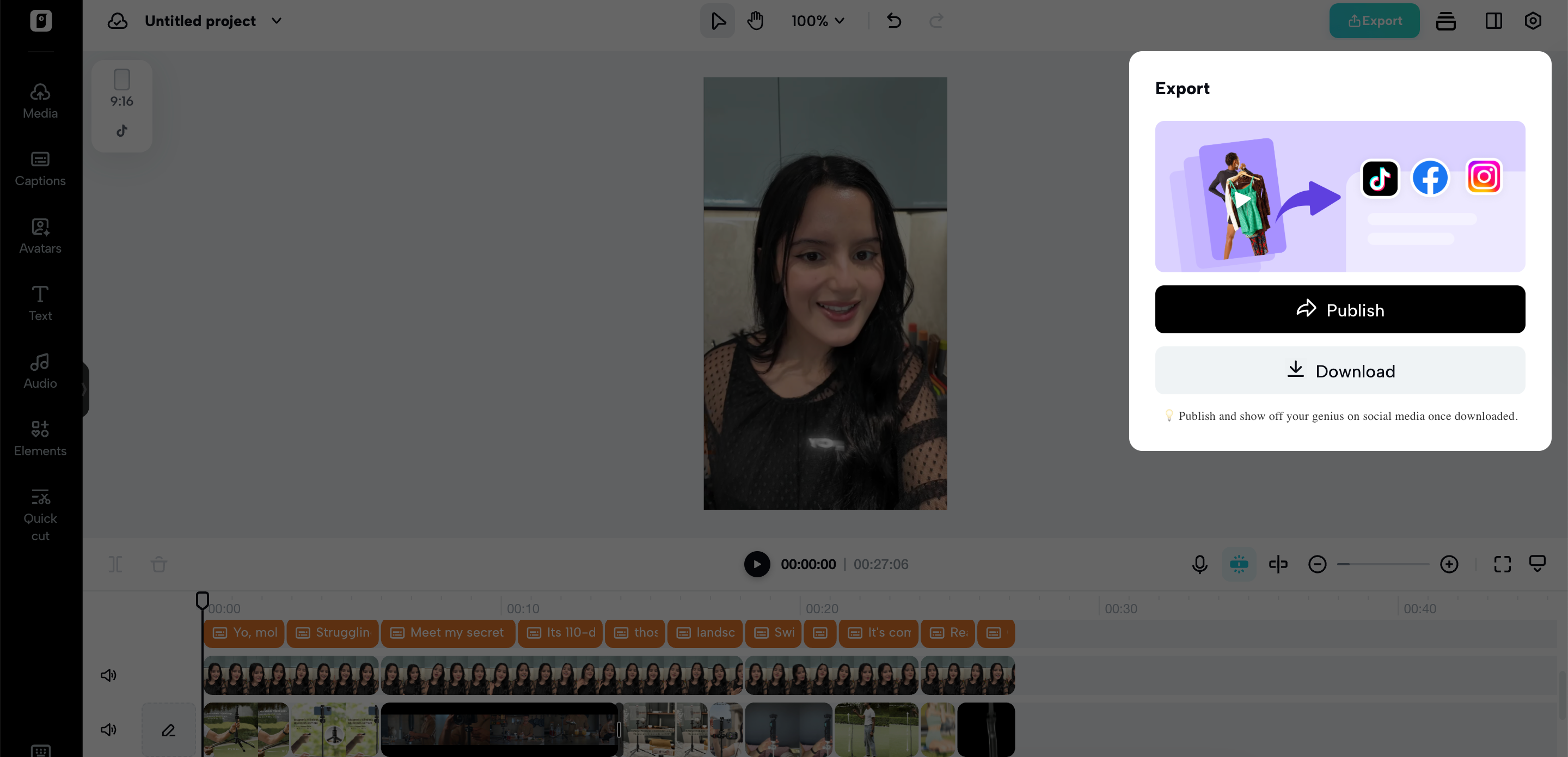 Publish or download your created video