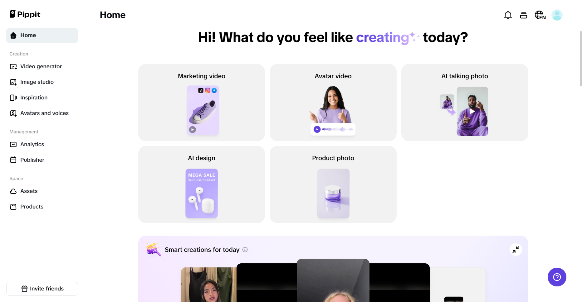 Pippit interface
