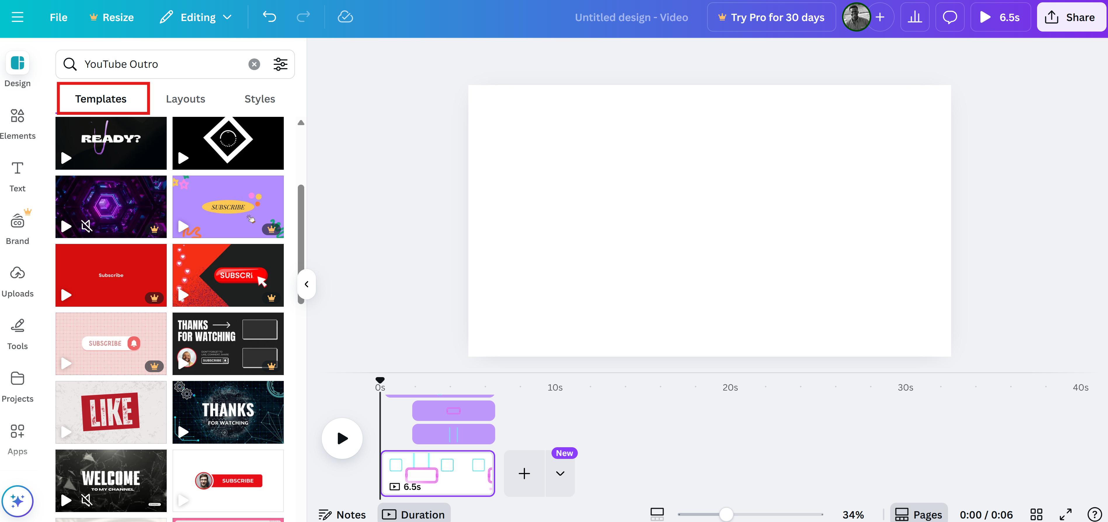 Canva: outro YouTube gratis