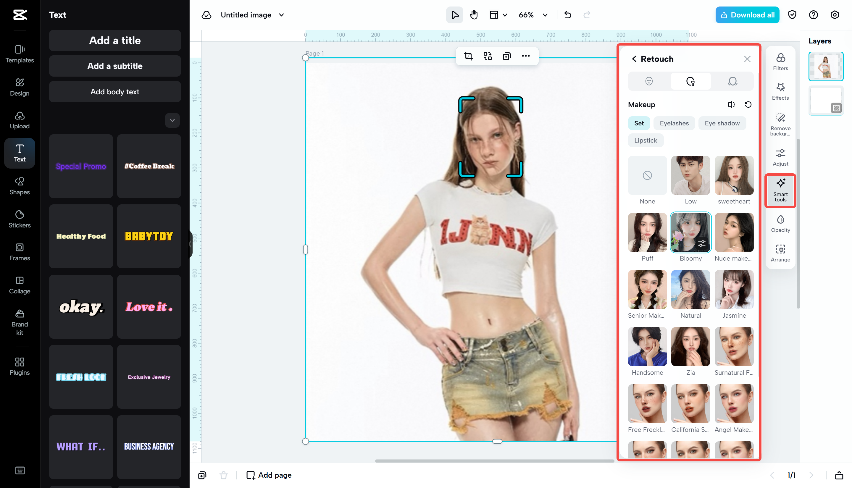 Ritoccare l'immagine su CapCut Web
