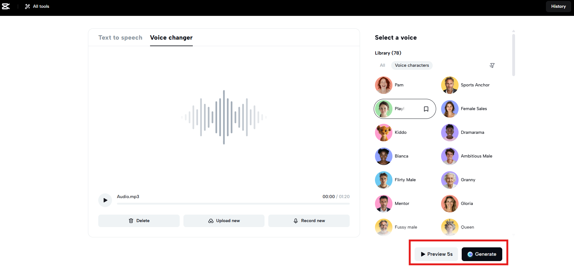Preview and generate