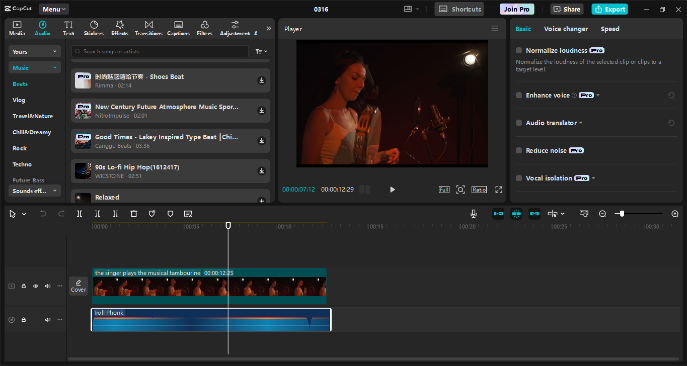 Schnittstelle des CapCut Desktop-Video-Editors - das beste Werkzeug zum Hinzufügen von Trendsongs zu Videos
