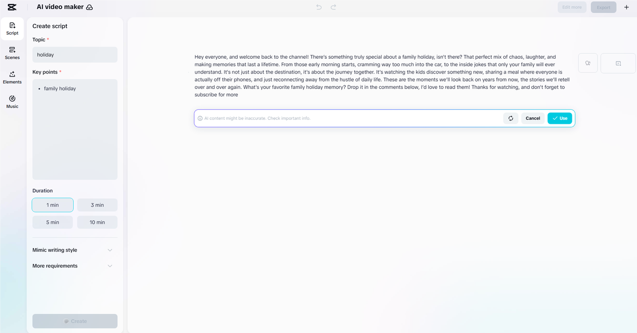Generate AI script