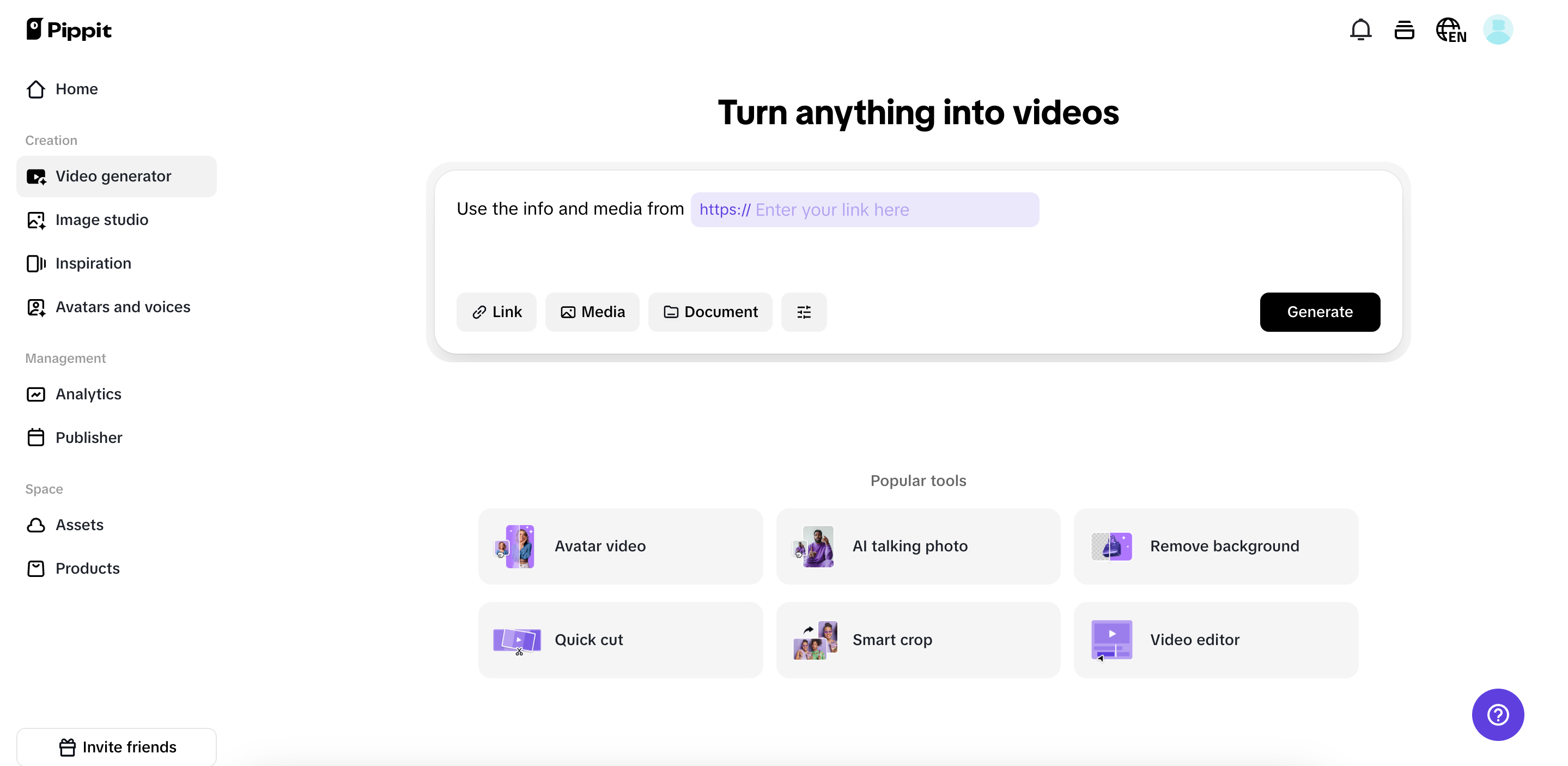 Generate videos with one click
