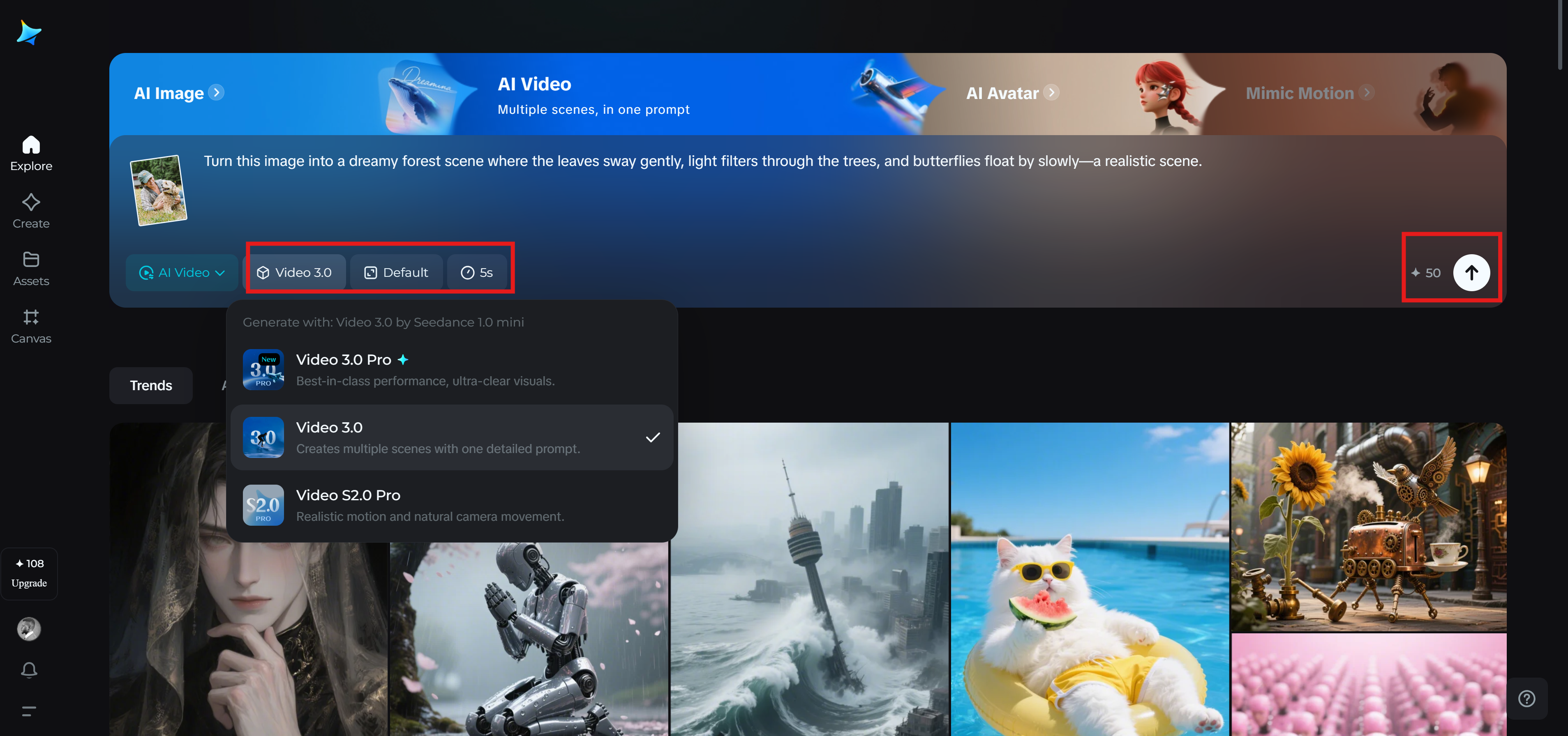 Immagine in animazione AI gratis