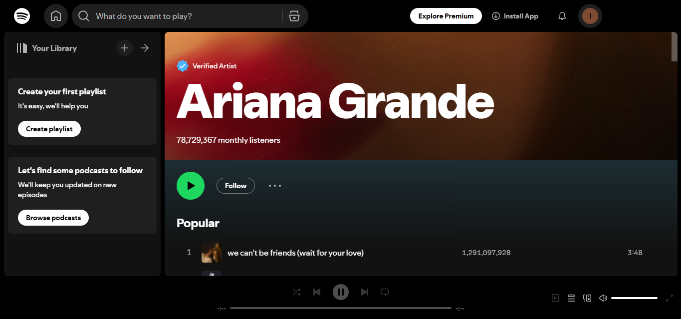 Ariana Grande - La persona più seguita su Spotify nel pop