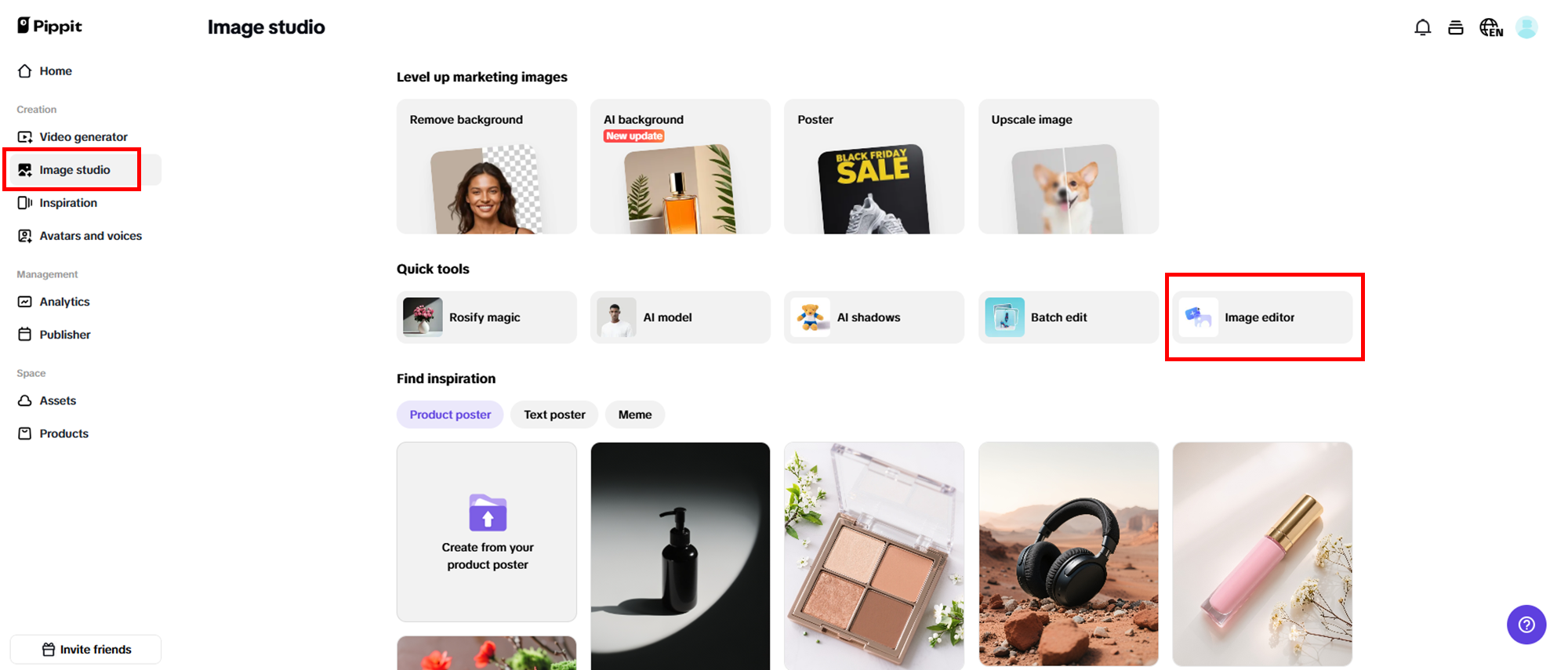 Access Image editor feature