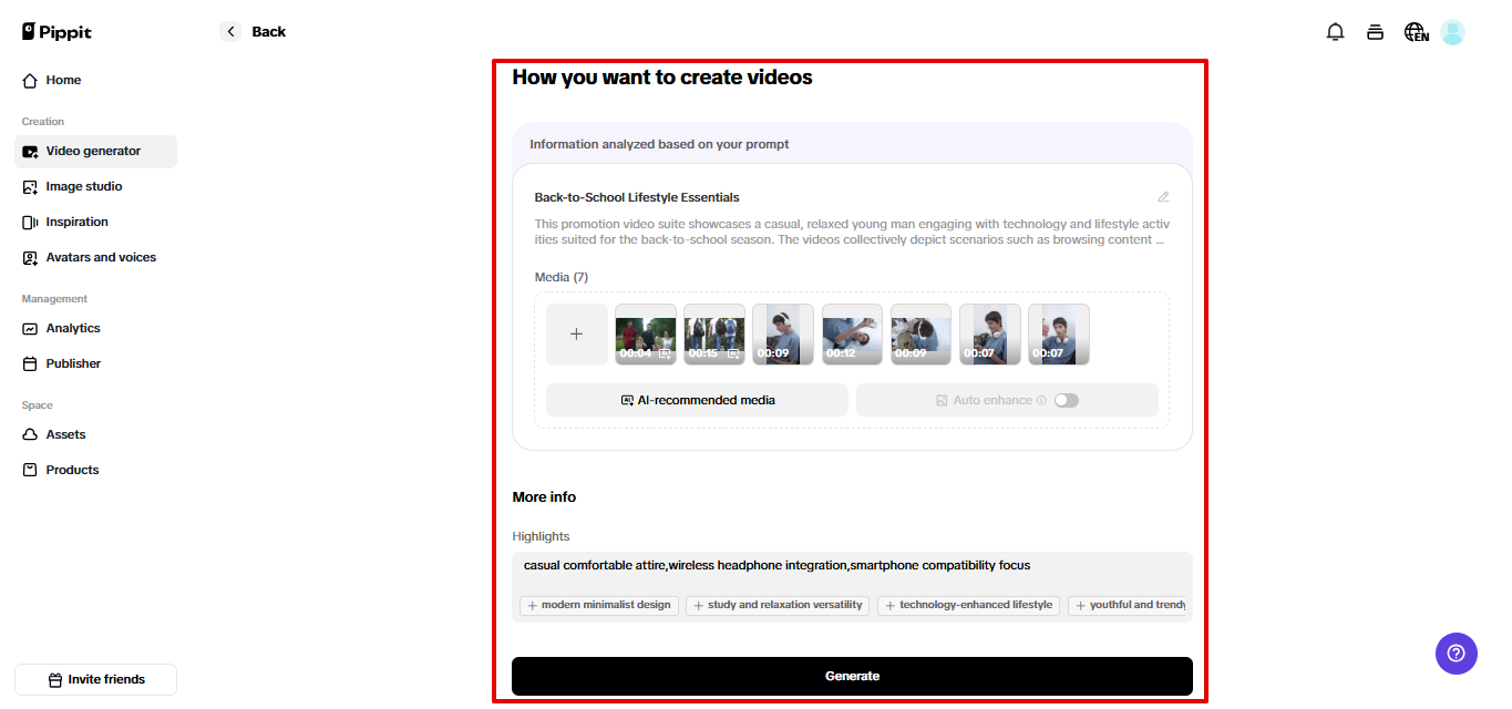 Customizing video setting