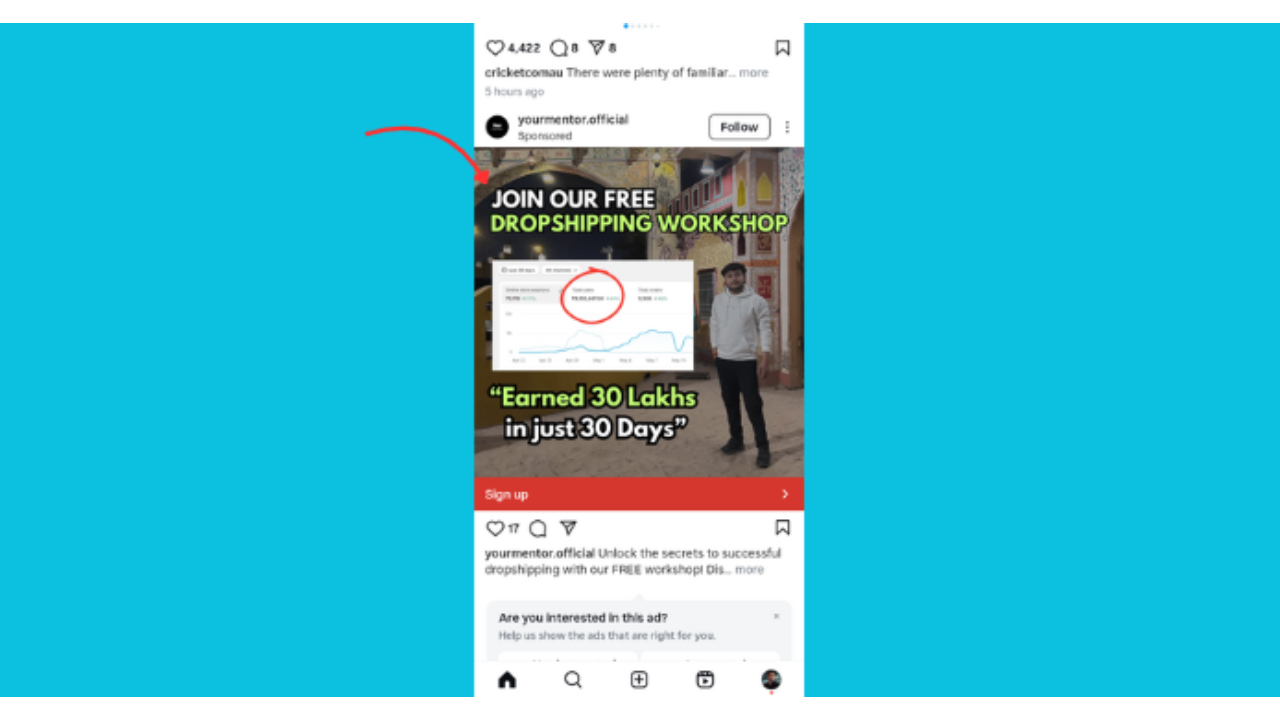 Image feed ads