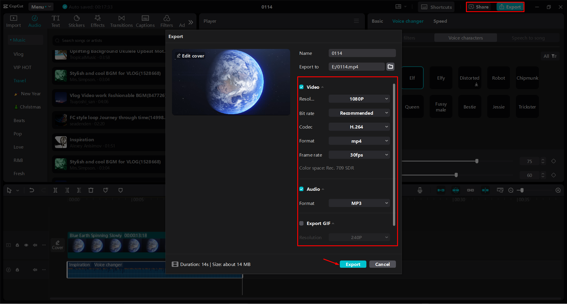 Exporting a video from the CapCut desktop video editor