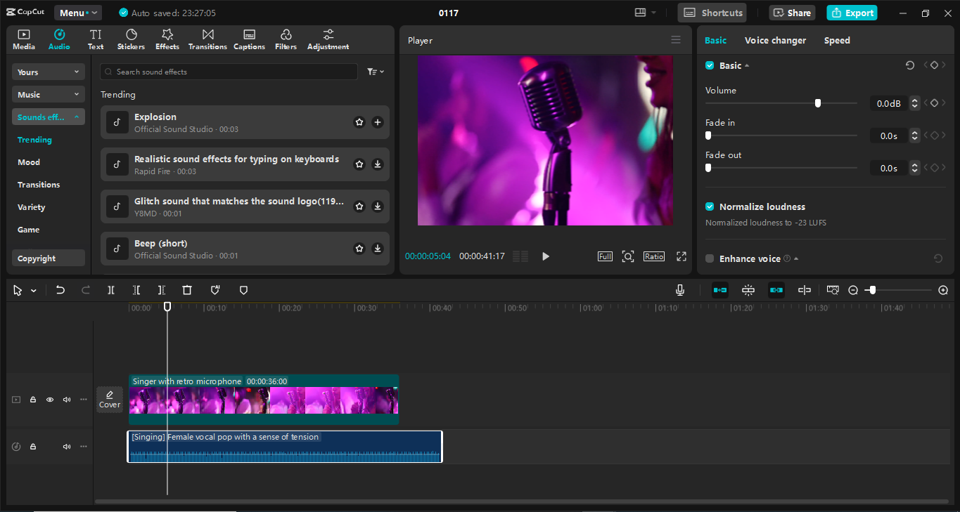 Schnittstelle CapCut Desktop-Video-Editor - das beste Werkzeug zur Verbesserung der YouTube-Musikvideo-Werbung
